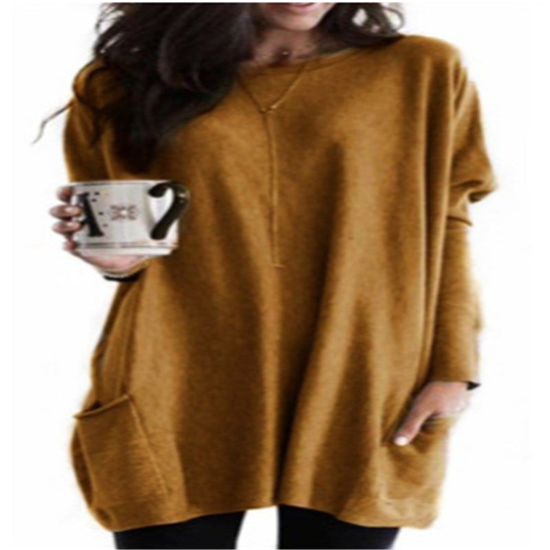 Women's Casual Long Sleeve Pocket T-Shirt