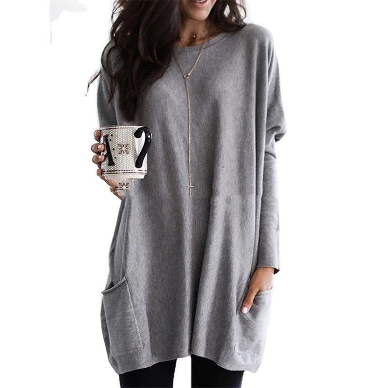Women's Casual Long Sleeve Pocket T-Shirt