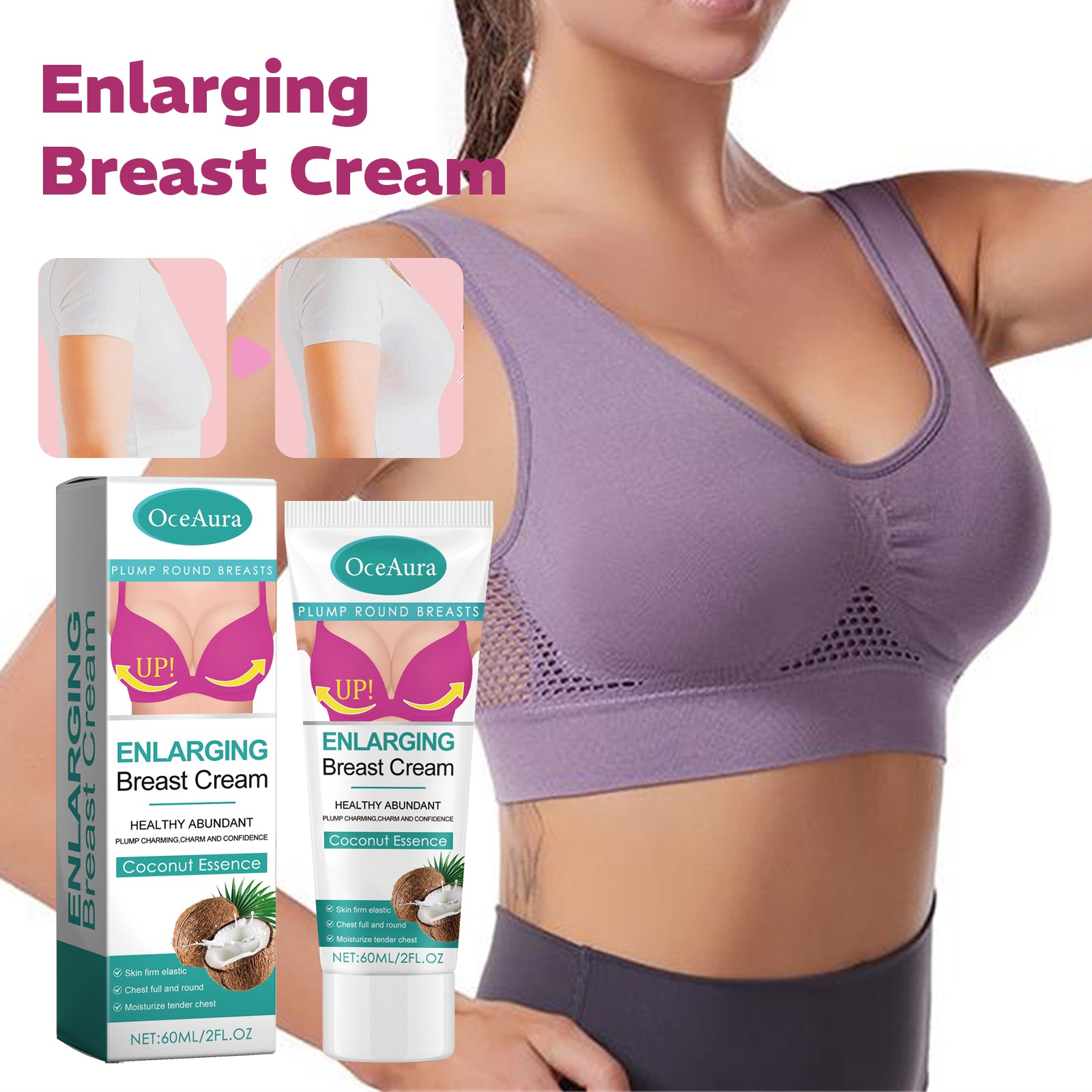 Oceaura White Coconut Breast Lift Firming, Firming And Plumping Anti-Sagging Massage Treatment Beauty Cream - Sam&Ron
