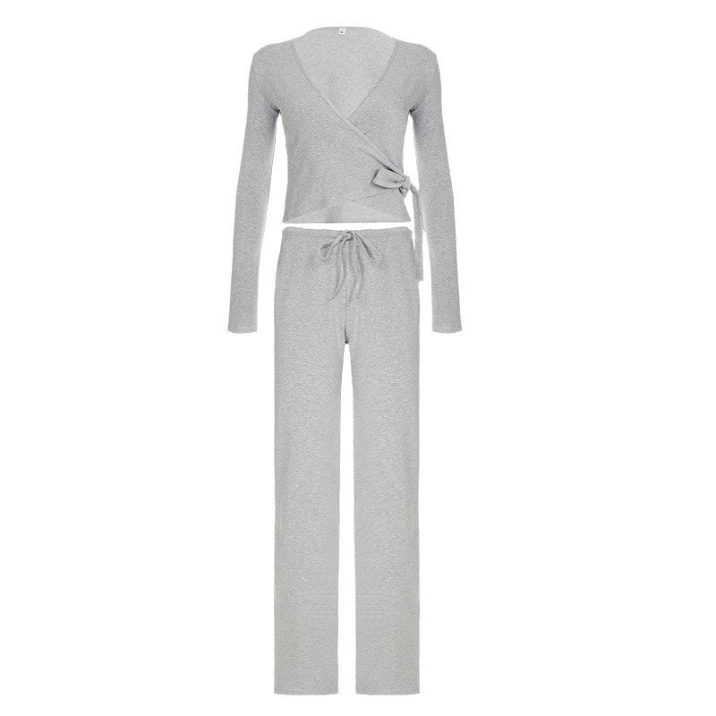 V-neck long-sleeve fashion casual pants