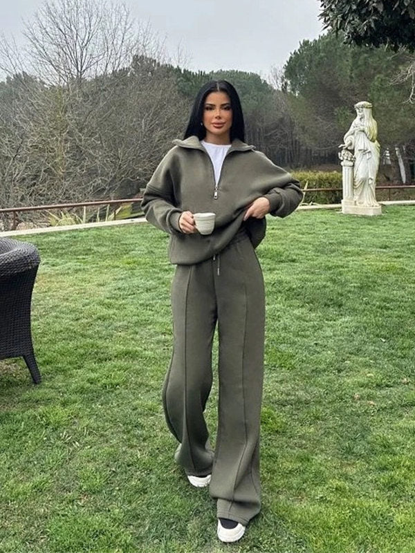 Casual Pullover Sweatshirt and Pants Set