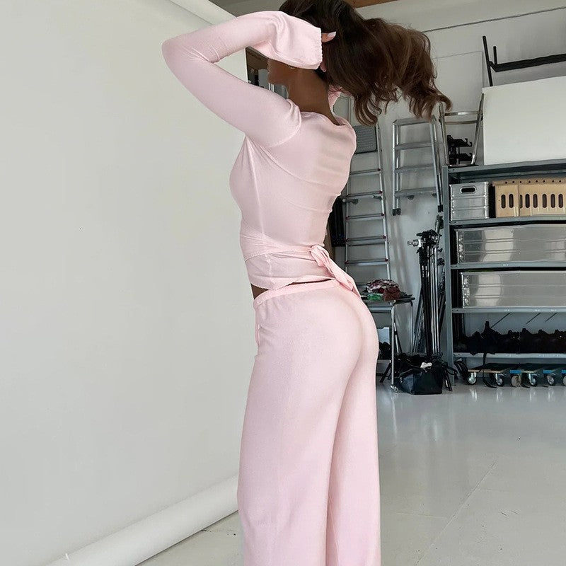 V-neck long-sleeve fashion casual pants