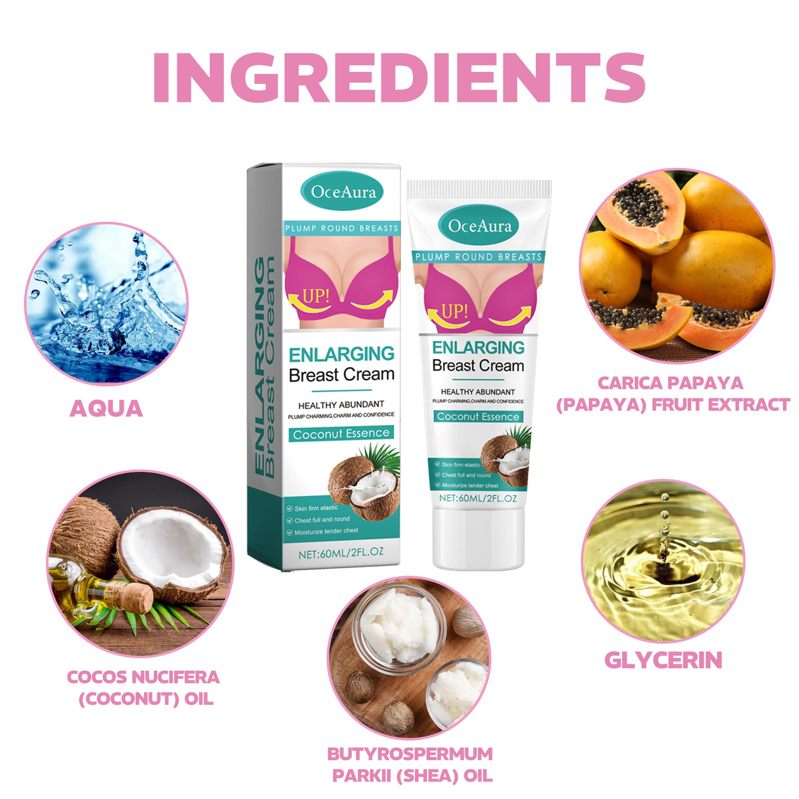Oceaura White Coconut Breast Lift Firming, Firming And Plumping Anti-Sagging Massage Treatment Beauty Cream - Sam&Ron