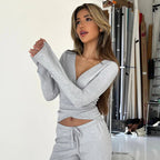 V-neck long-sleeve fashion casual pants