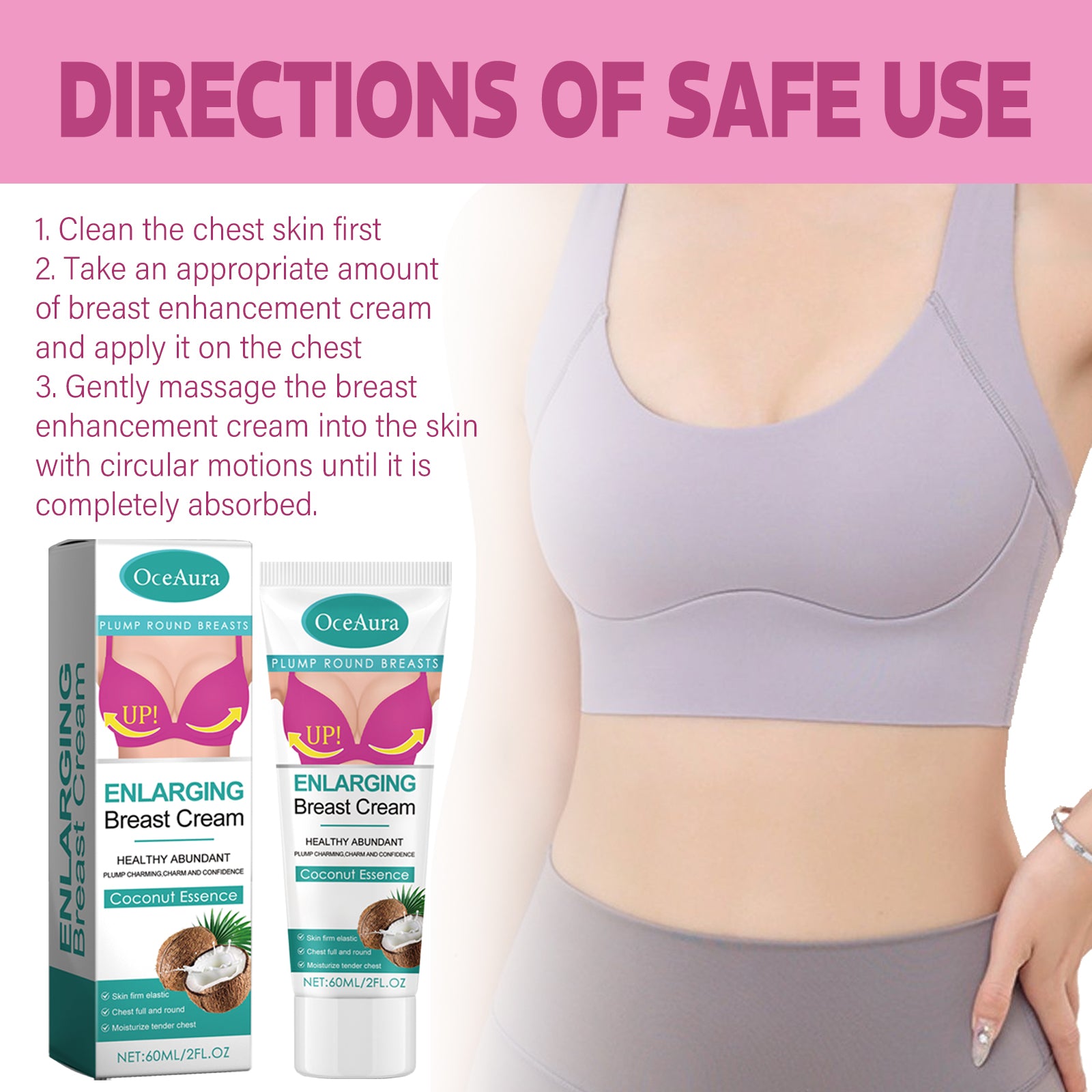 Oceaura White Coconut Breast Lift Firming, Firming And Plumping Anti-Sagging Massage Treatment Beauty Cream - Sam&Ron