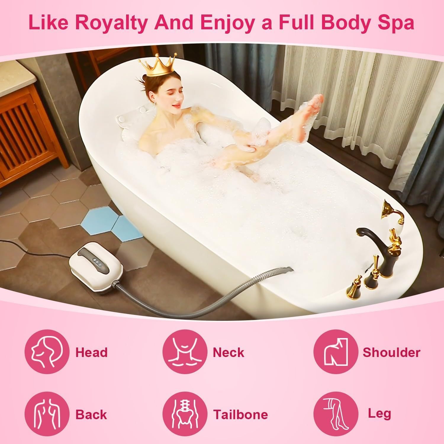 Inflatable Bubble Massage Bath Mat with Hydrotherapy