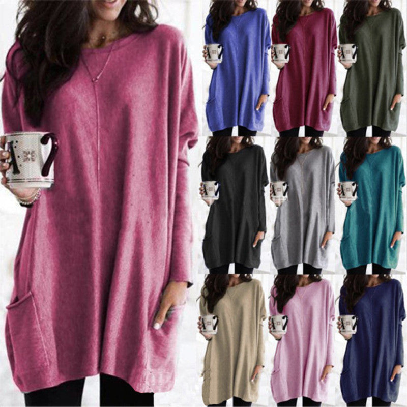 Women's Casual Long Sleeve Pocket T-Shirt